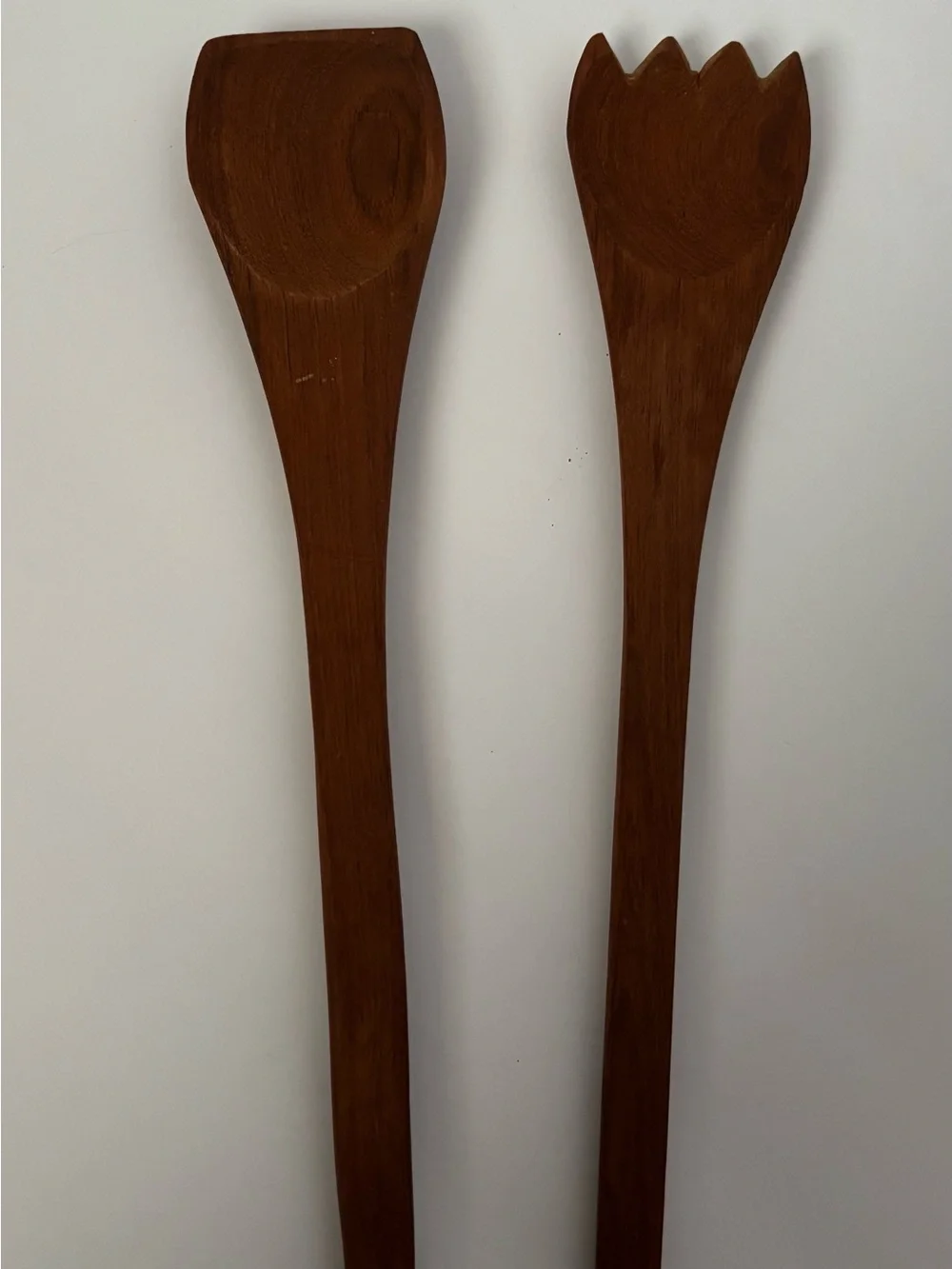 Vintage Mid-Century Modern Teak Salad Bowl Set with Matching Utensils